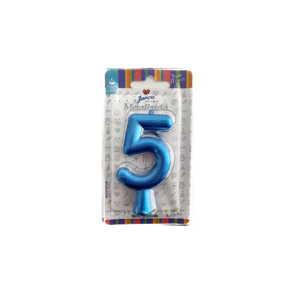 Vela Aniversario Metalizada N 5 Azul