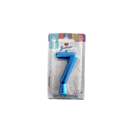 Vela Aniversario Metalizada N.7 Azul
