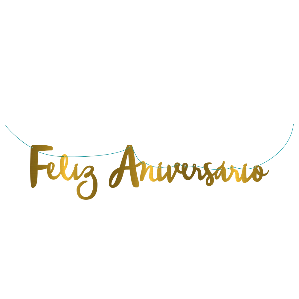Faixa Dec Feliz Aniversario Metalic Dourado 1un