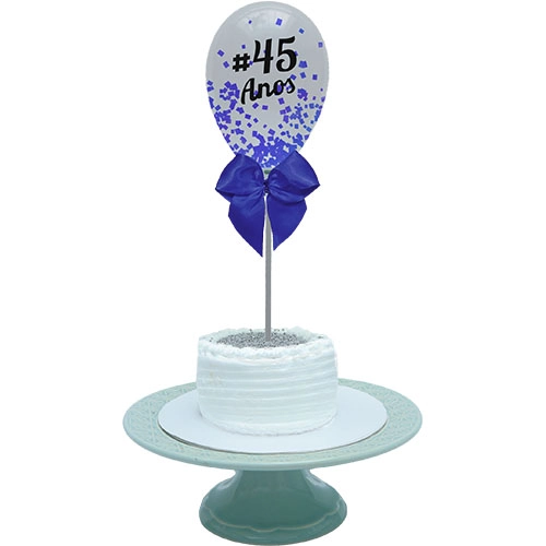 Ballon Cake Trasparente Papel Metalizado Azul Escuro