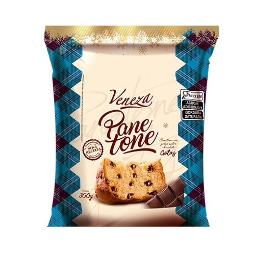 Panetone Veneza Gotas De Chocolate Flow Pack 300g