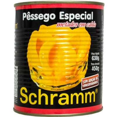Pêssego Extra Em Calda Metades Schramm Lata 450g