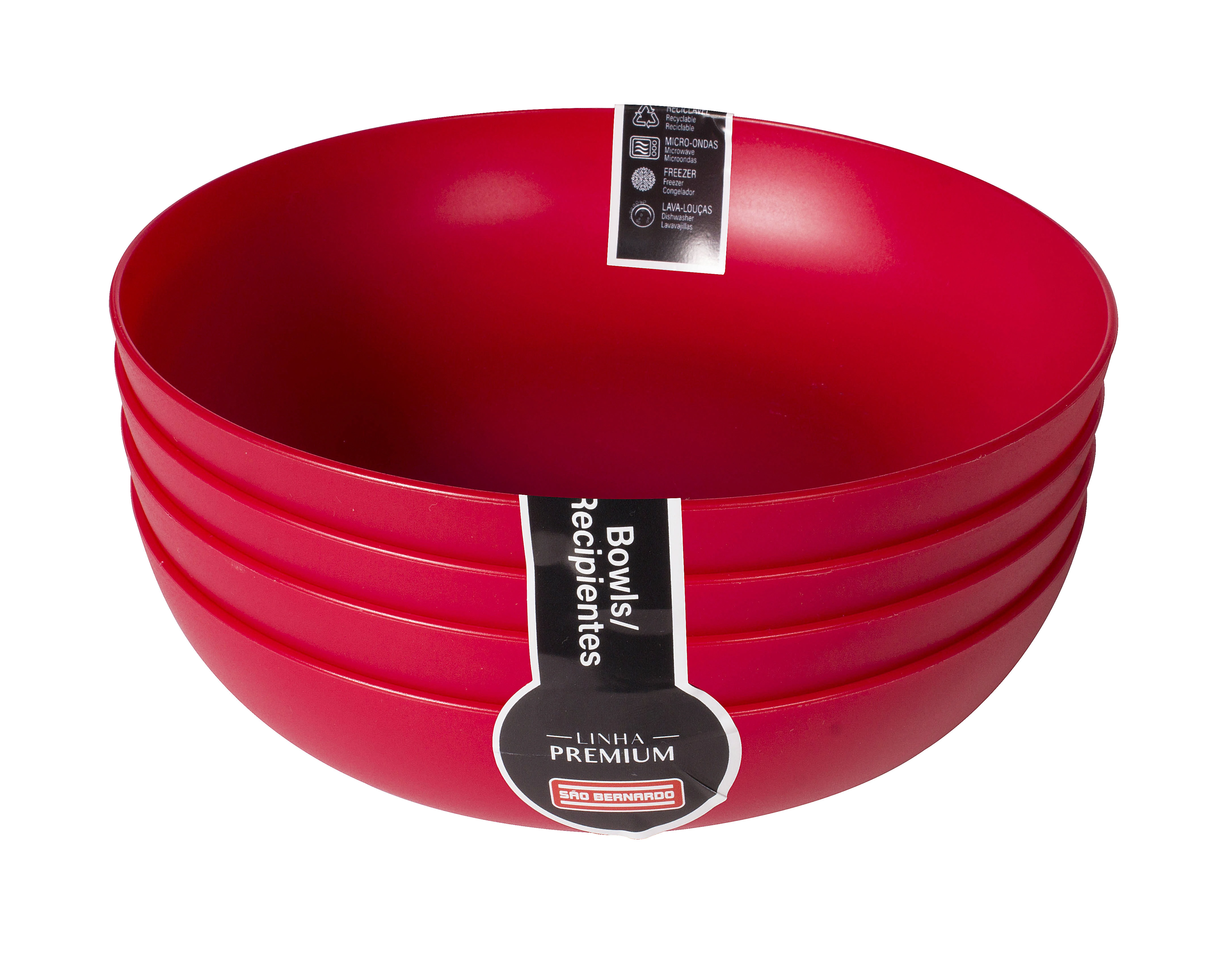 Conj 04 Pratos Sopa 1.100ml Vermelho Ps01q4 05 Sao Bernardo