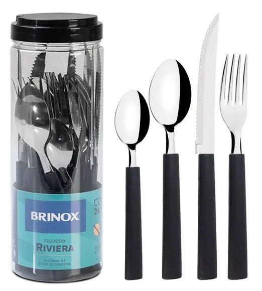 Faqueiro Riviera Preto 24pcs 6025 712 Brinox