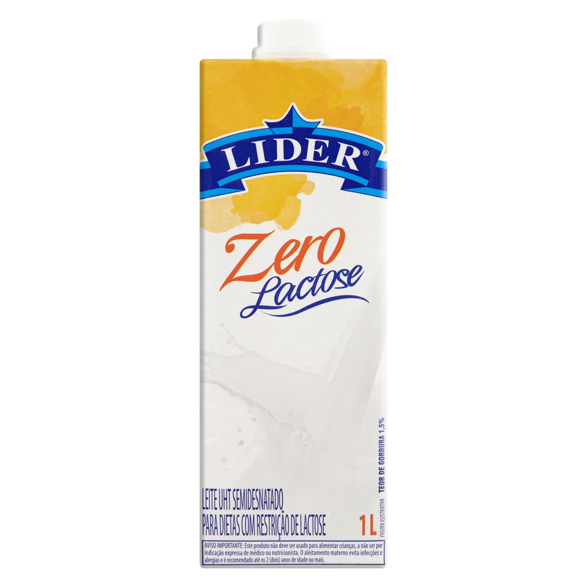 Leite Uht Semidesnatado Zero Lactose Lider Caixa Com Tampa 1l