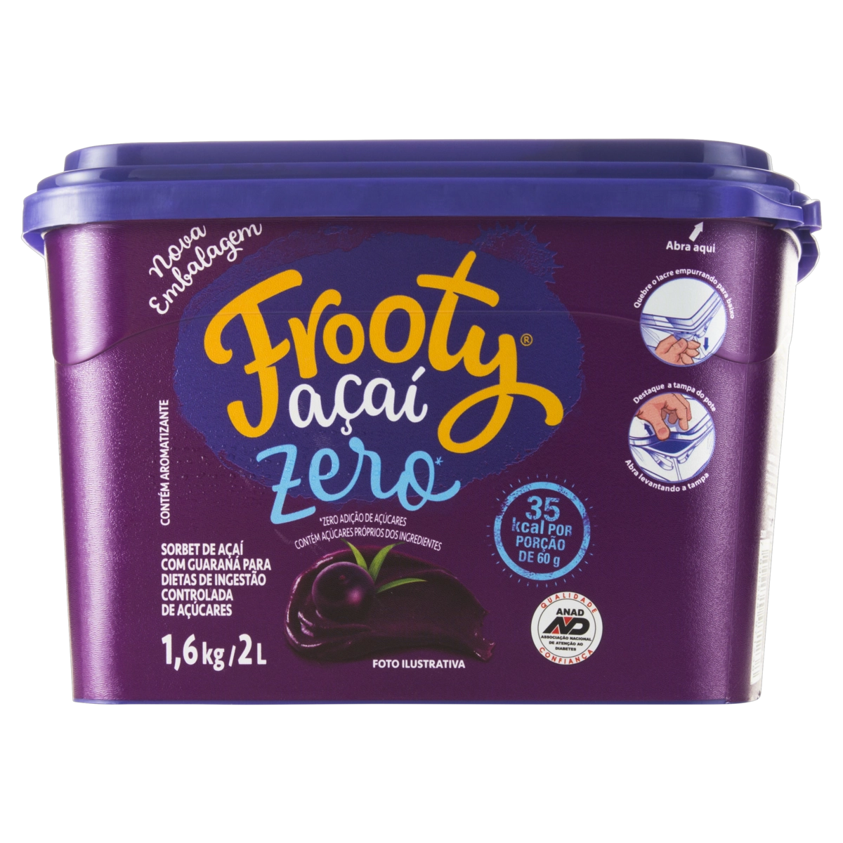Sorbet Açaí Frooty Zero Pote 2l