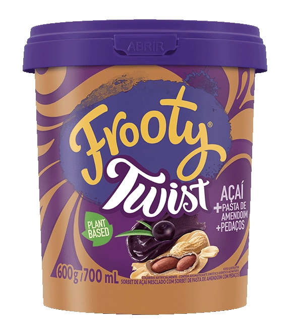 Sorbet Açaí E Pasta De Amendoim Frooty Twist Pote 700ml