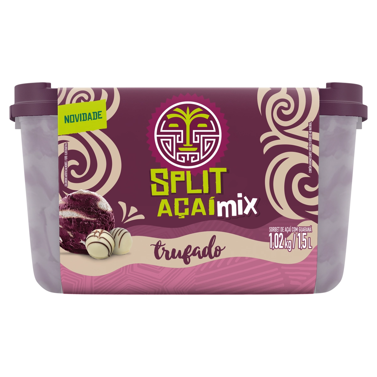 Sorbet Açaí Com Guaraná Trufado Split Açaí Mix Pote 1,5l