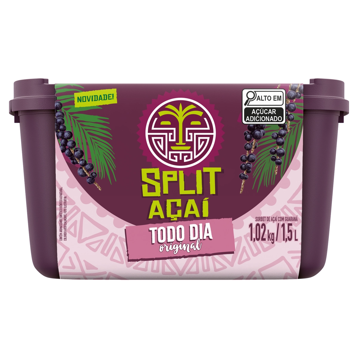Sorbet Açaí Com Guaraná Original Split Açaí Todo Dia Pote 1,5l