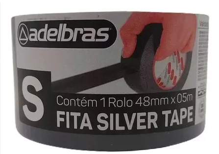 Fita Adesiva Silver Tape 48mmx5m Adelbras Preto