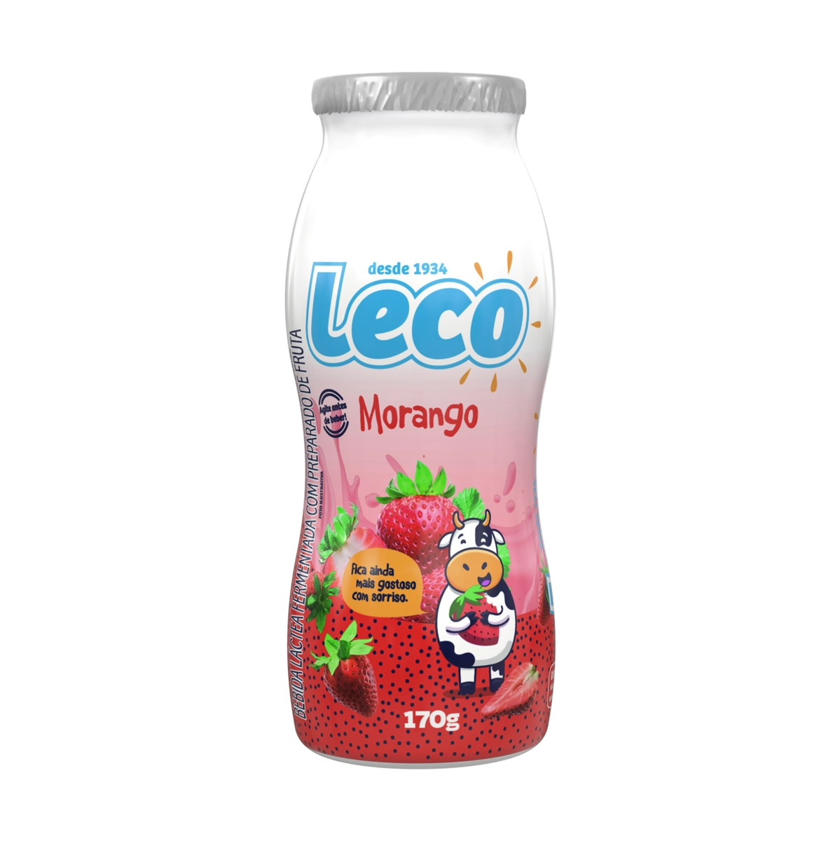 Bebida Láctea Fermentada Morango Leco Frasco 170g