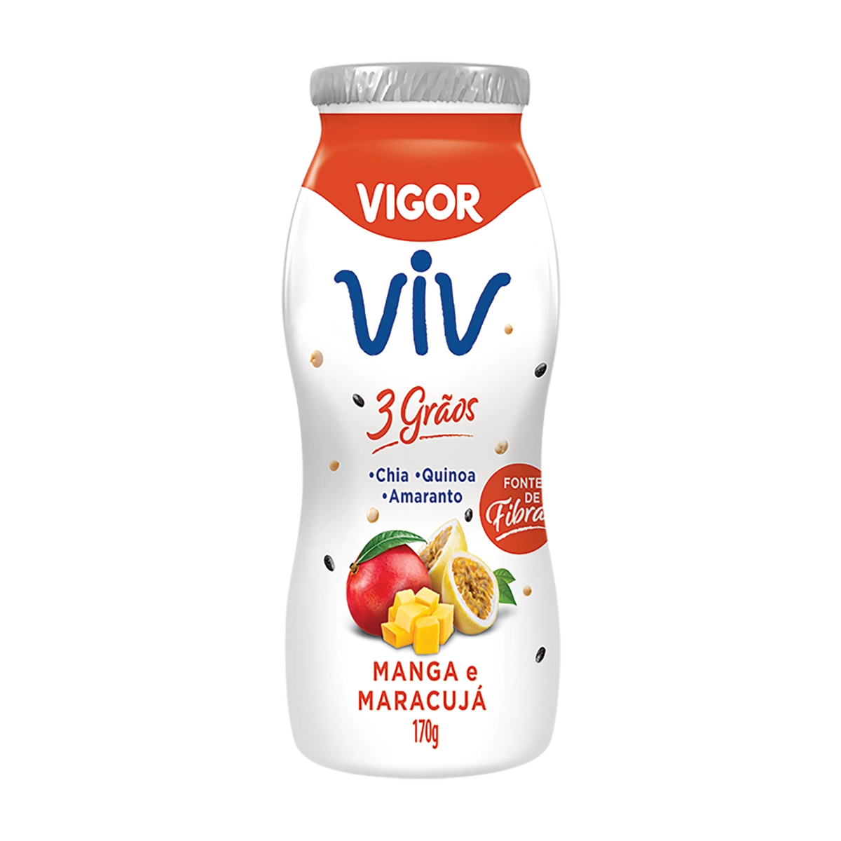 Iogurte Parcialmente Desnatado Manga E Maracujá Vigor Viv 3 Grãos Frasco 170g