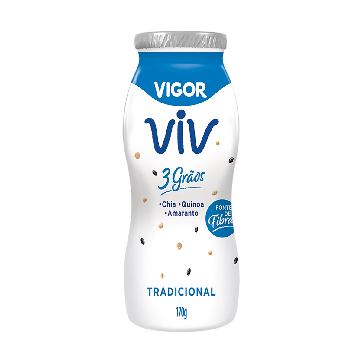 Iogurte Parcialmente Desnatado Tradicional Vigor Viv 3 Grãos Frasco 170g