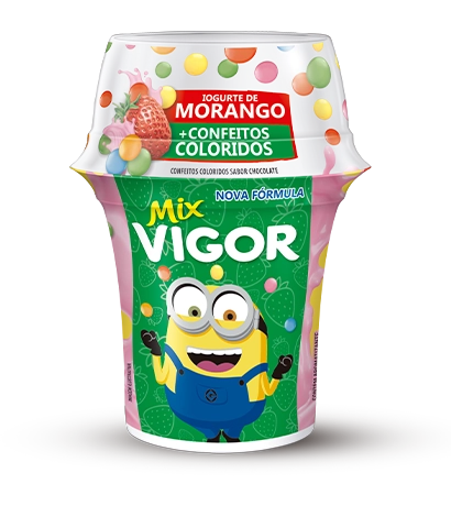 Iogurte Morango Com Confeitos Coloridos Vigor Mix Copo 140g