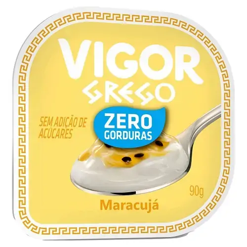 Iogurte Desnatado Grego Calda Maracujá Vigor Pote 90g