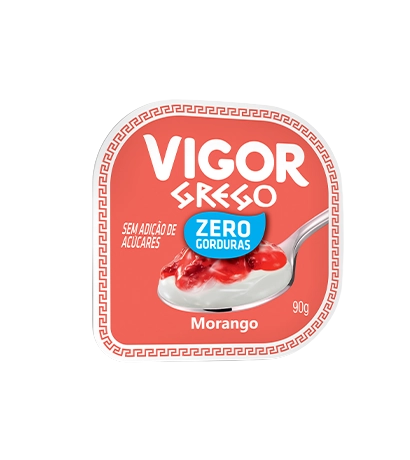 Iogurte Desnatado Grego Calda Morango Vigor Pote 90g