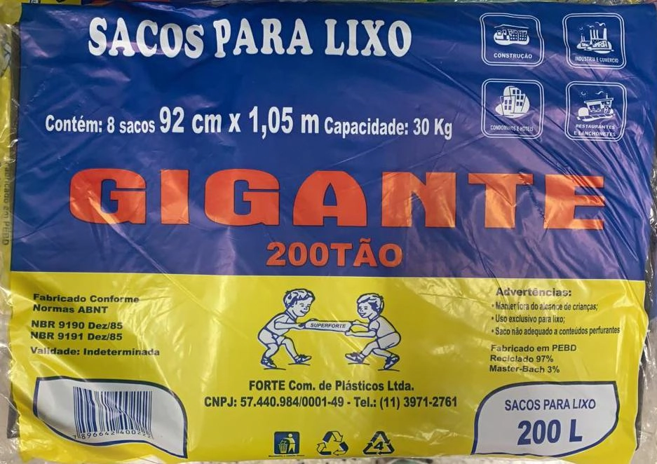 Saco Lixo Super Forte Gigante 200lts