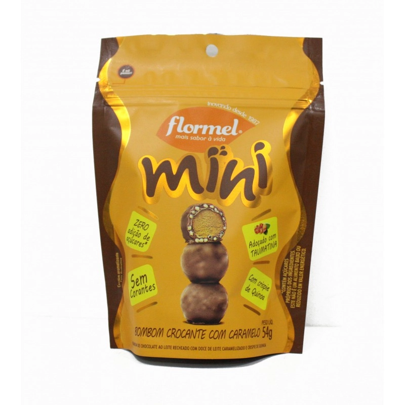 Mini Bombom Crocante Com Caramelo Flormel Pouch 54g