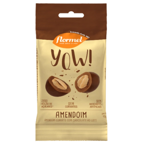 Confeito De Amendoim Cobertura Chocolate Ao Leite Flormel Yow Pacote 40g