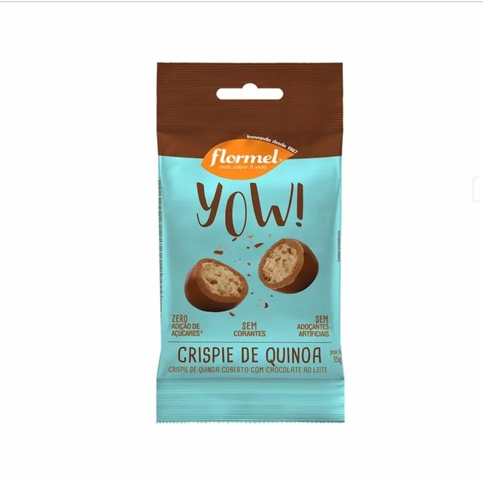 Crispie De Quinoa Cobertura Chocolate Ao Leite Flormel Yow Pacote 35g