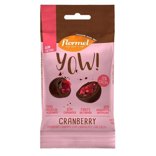 Cranberry Cobertura Chocolate 72 Cacau Zero Lactose Flormel Yow Pacote 40g