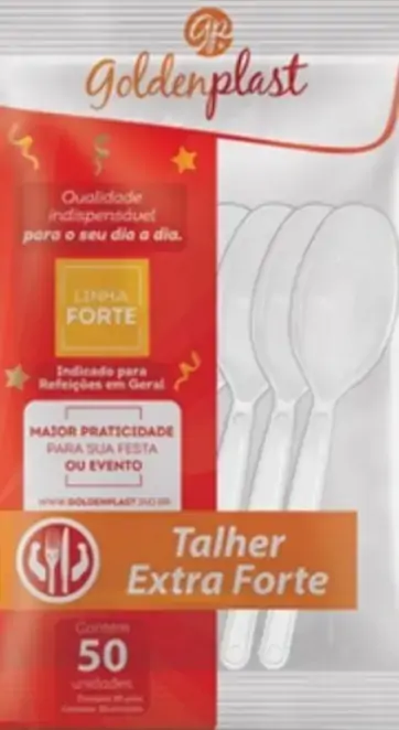 Colher Goldenplast C/50 Refeicao Cristal