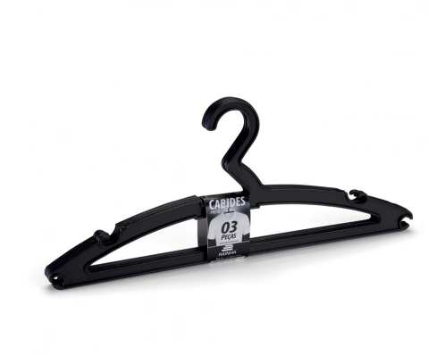Cabide Plastico Rainha C/3 Preto