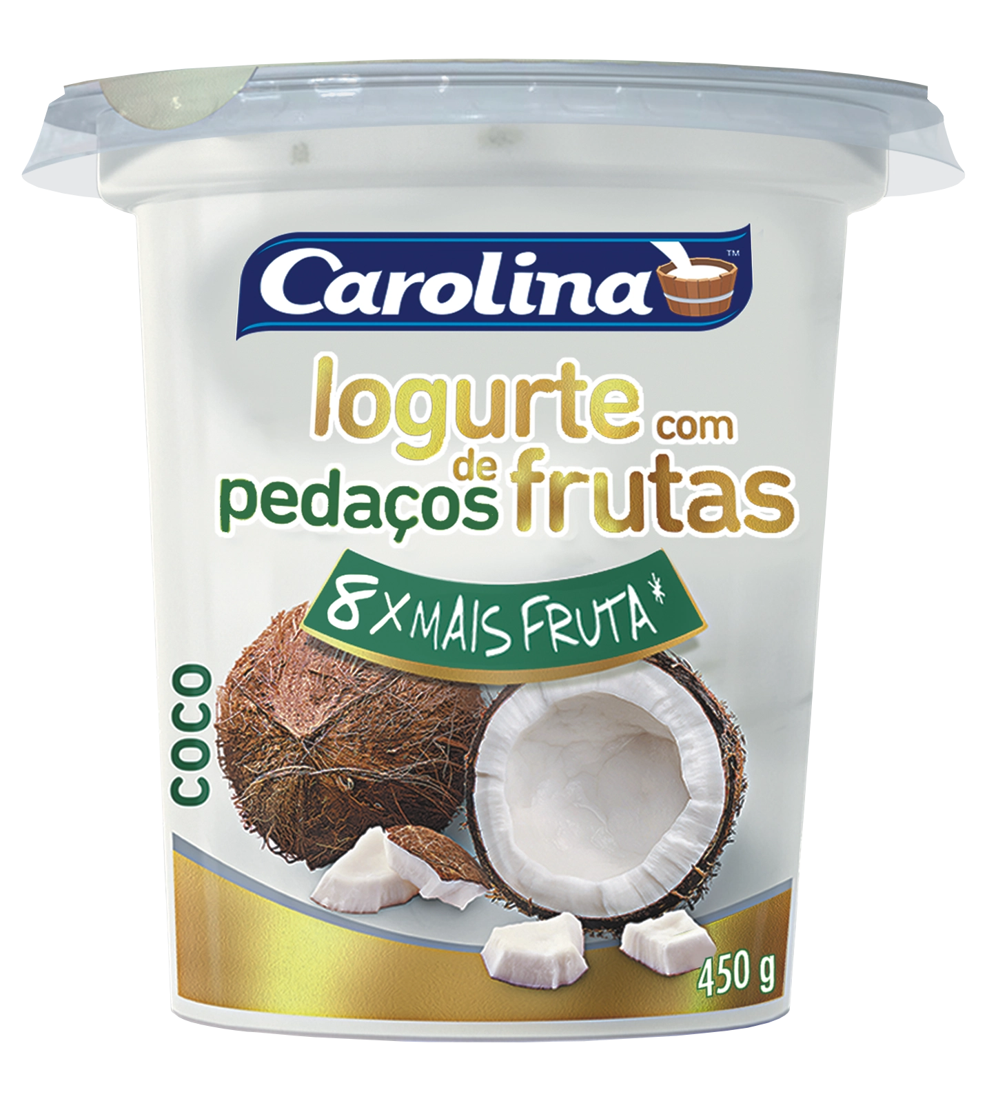 Iogurte Coco Com Pedaços De Fruta 500g Carolina