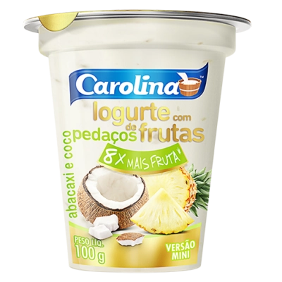 Iog. Carolina 100g Coco/abacaxi Pedacos