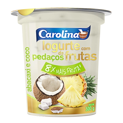 Iog. Carolina 500g Coco/abacaxi Pedacos