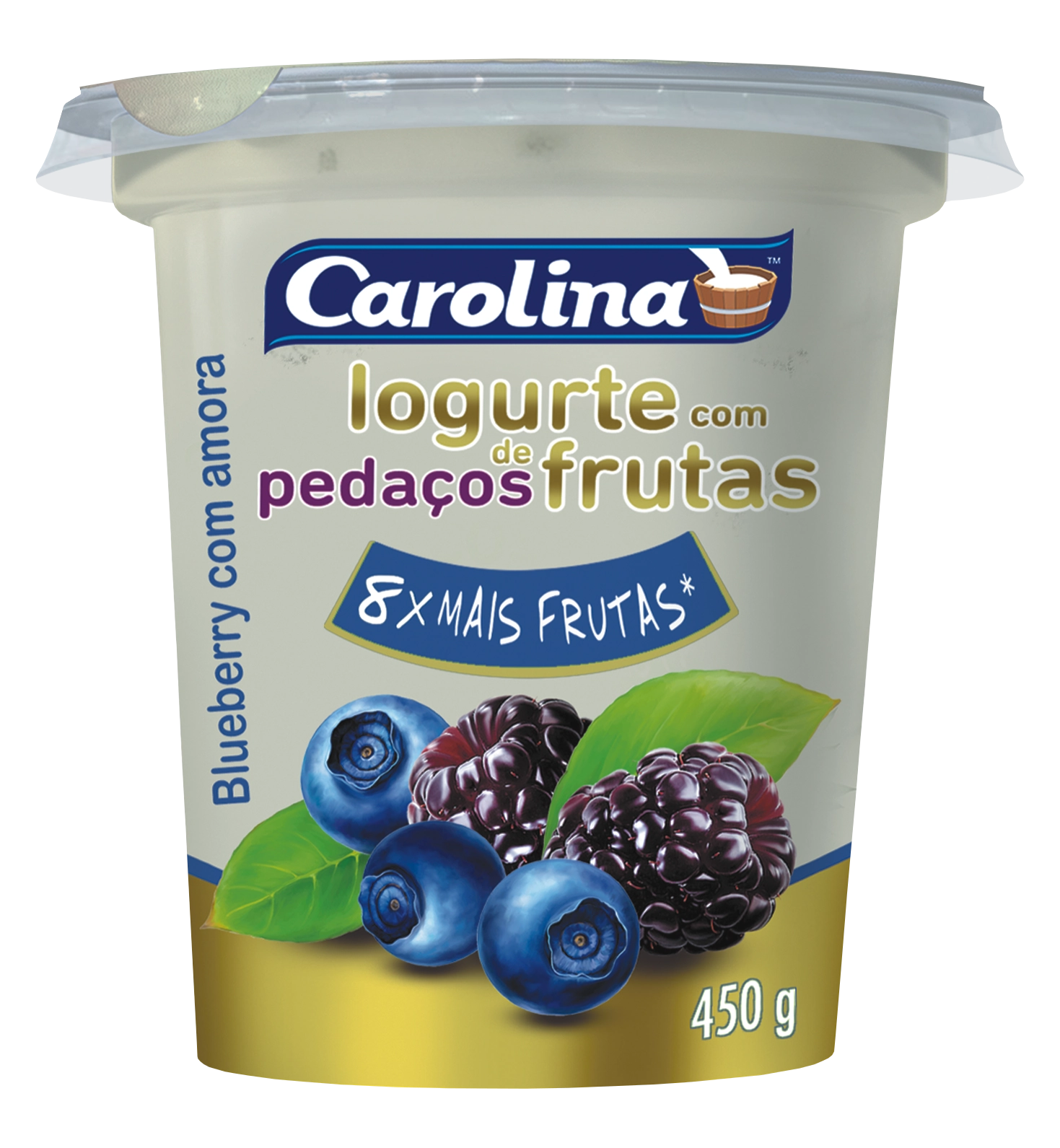 Iog Carolina 450g Pedacos Acai E Morango