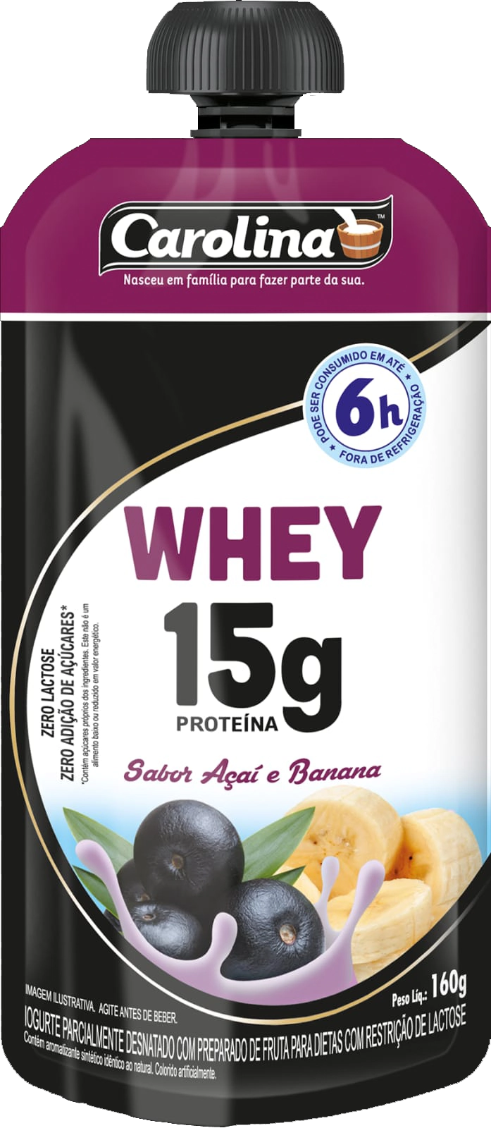 Iog Whey Carolina 160gr Pouch Acai E Banana