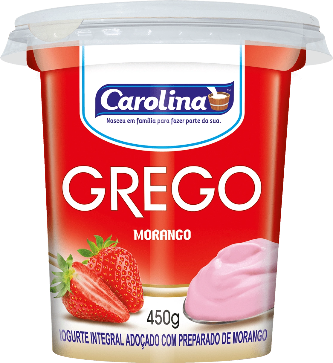 Iogurte Grego Carolina 450gr Pote Morango