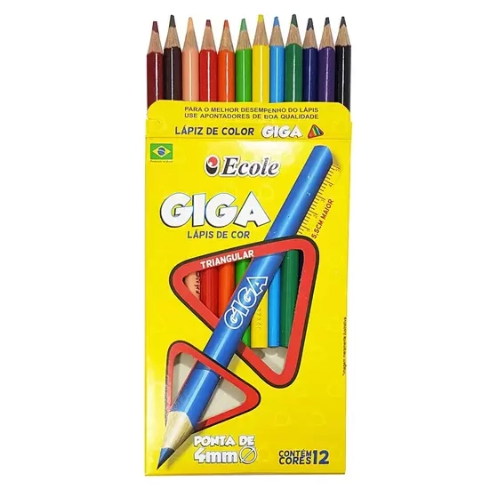 Lápis De Cor 12 Cores Triangular Ecole