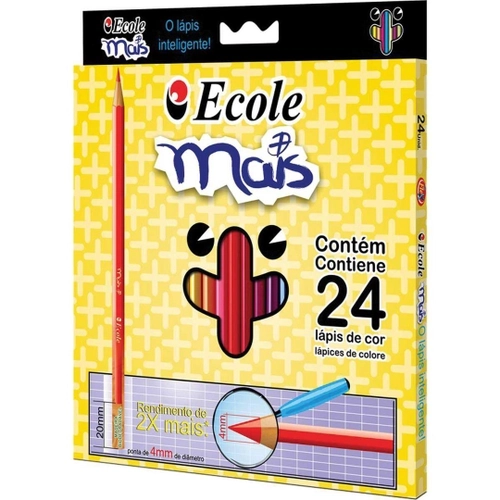 Lápis De Cor 24 Cores Ecole Mais Mina 4mm