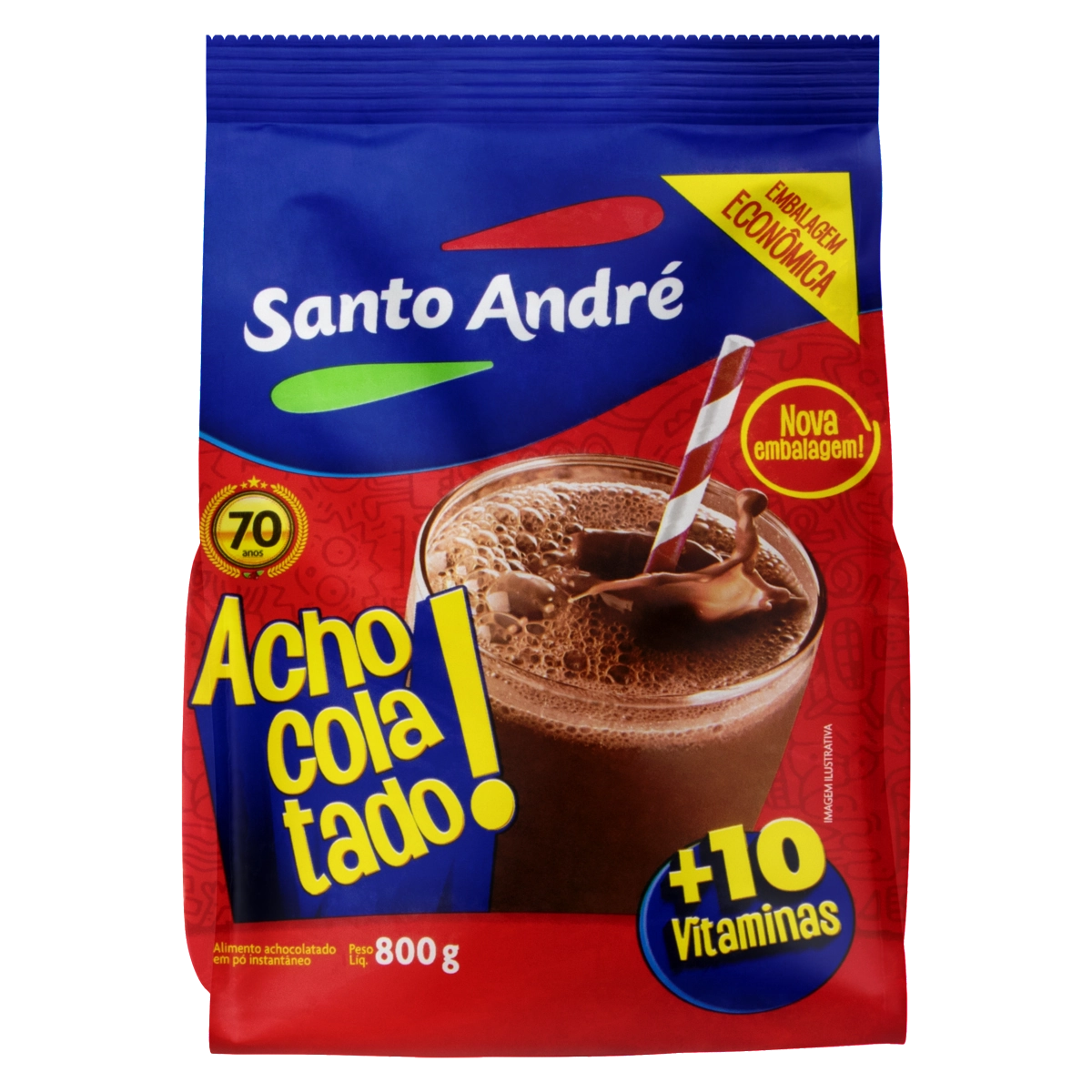 Achocolatado Pó Zero Lactose Santo André Pacote 800g Embalagem Econômica