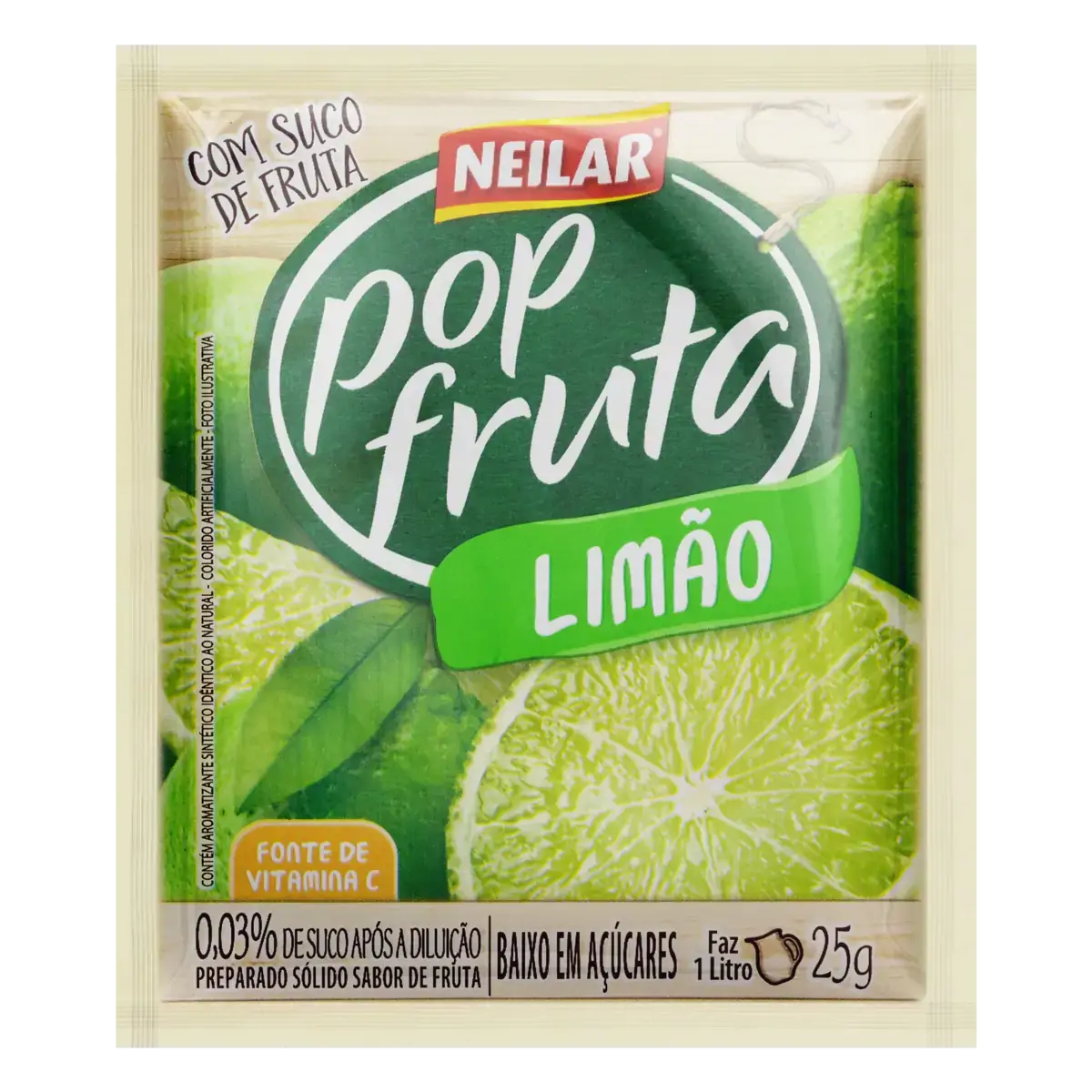 Refresco Em Pó Limão Neilar Pop Fruta Pacote 25g