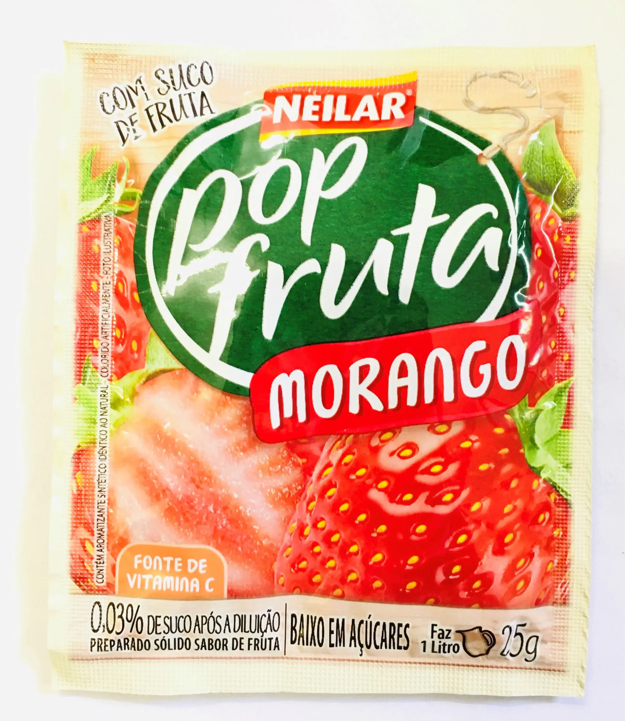 Refresco Em Pó Morango Neilar Pop Fruta Pacote 25g