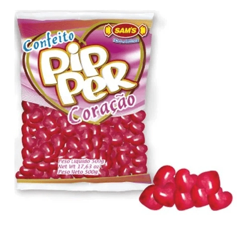 Confeito Pipper Simas Coração Morango Vermelho
