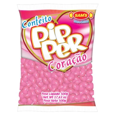 Confeito Pipper Simas Coração Morango Rosa