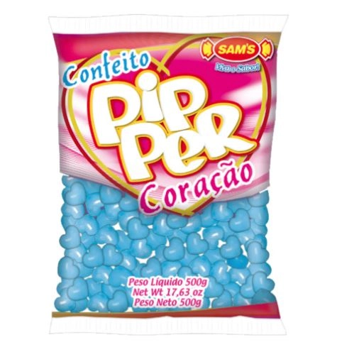Conf Pipper Coracao Azul Claro 500g