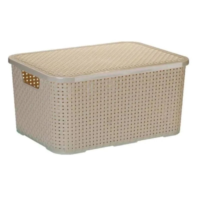 Caixa Organiz Rattan 15l C/tampa Bc