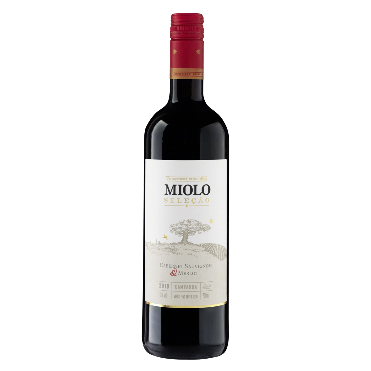 Vinho Brasileiro Tinto Seco Seleção Miolo Cabernet Sauvignon Merlot Campanha Garrafa 750ml
