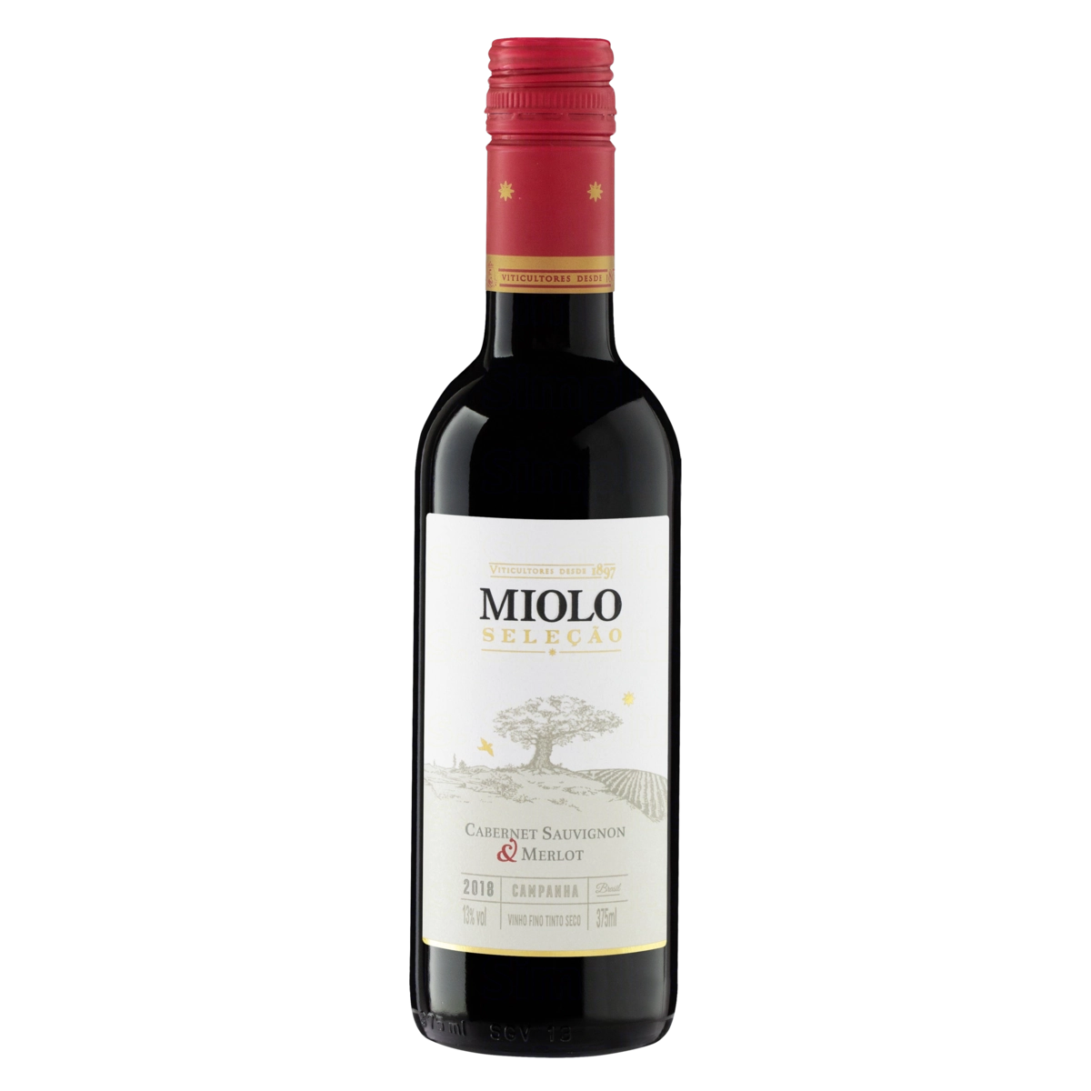 Vinho Brasileiro Tinto Seco Seleção Miolo Cabernet Sauvignon Merlot Campanha Garrafa 375ml