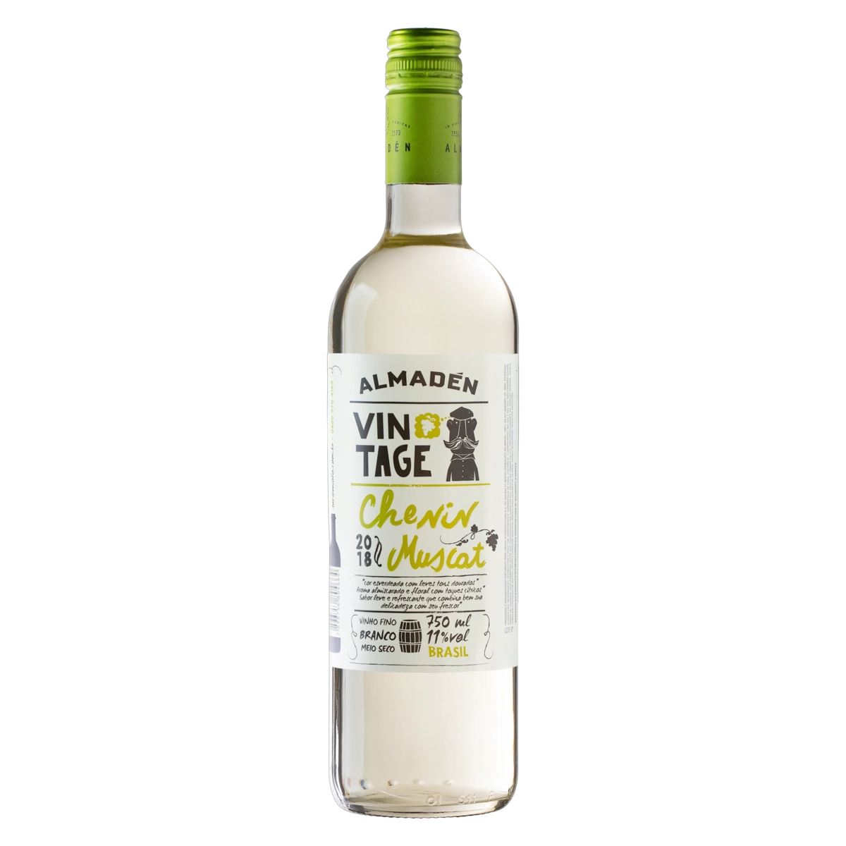 Vinho Brasileiro Branco Meio Seco Vintage Almadén Chenin Blanc Moscato Garrafa 750ml