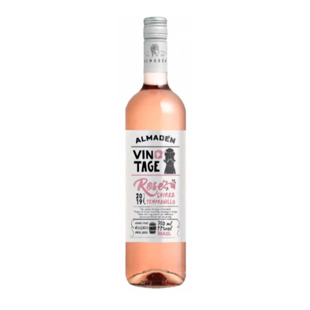 Vinho Brasileiro Rosé Meio Seco Vintage Almadén Shiraz Tempranillo Garrafa 750ml