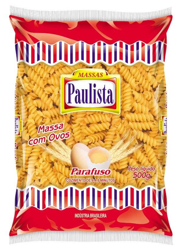 Macarrão Com Ovos Parafuso Massas Paulista Pacote 500g