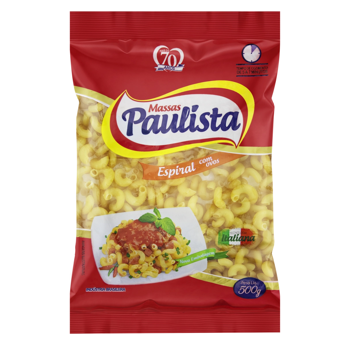 Macarrão Com Ovos Espiral Massas Paulista Pacote 500g