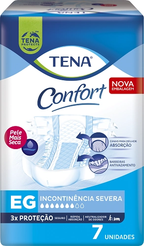 Fralda Descartável Adulto Tena Confort Eg Pacote 7 Unidades