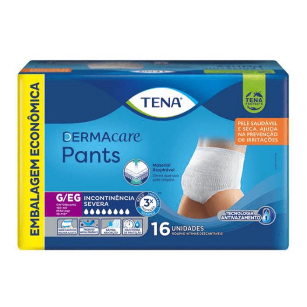 Roupa íntima Descartável Tena Dermacare Pants G/eg Pacote 16 Unidades Embalagem Econômica